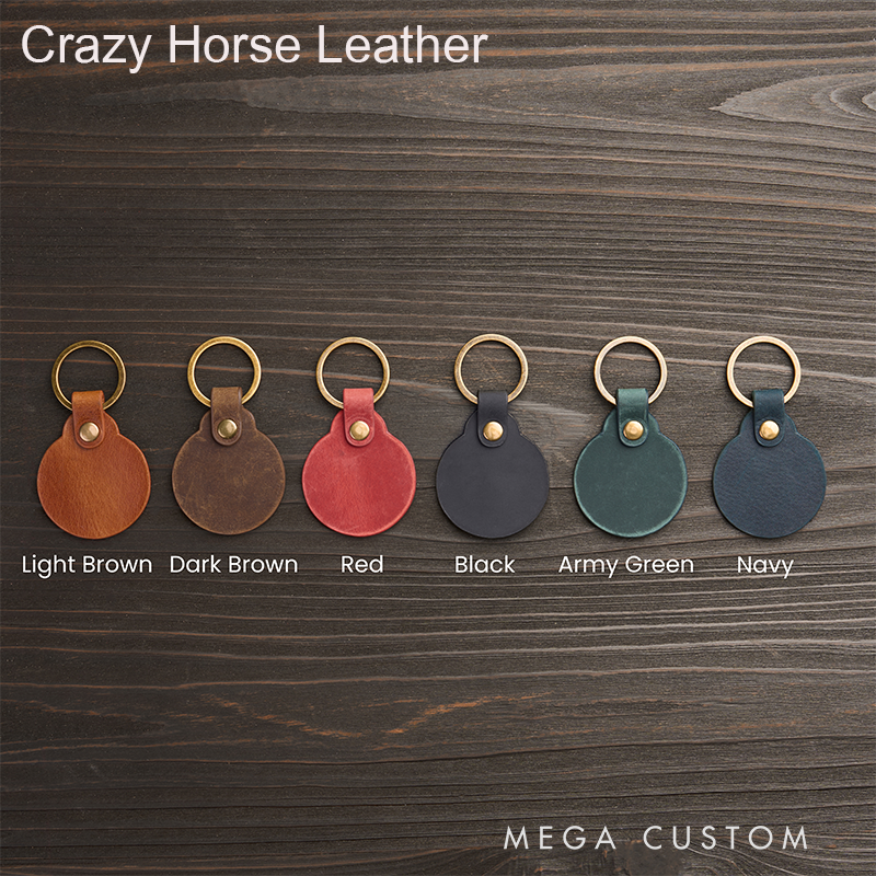 Personalized Leather Keychain for Men Custom Round Keychain with Name Engraved Leather Key Chain Anniversary Gift for Him Groomsmen Gift Birthday Gift