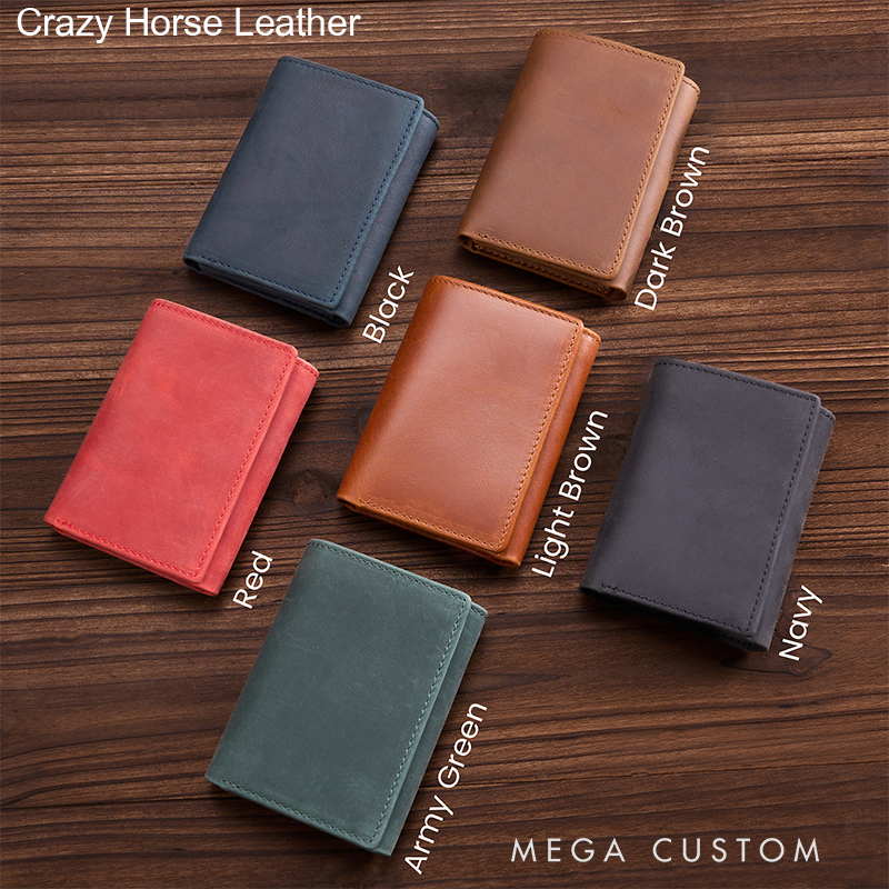 Personalized Leather Wallet Mens Wallet Custom Wallets for Him Engraved Wallets with Name Trifold Wallet Leather Gift For Him Gift for Husband Boyfriend Father