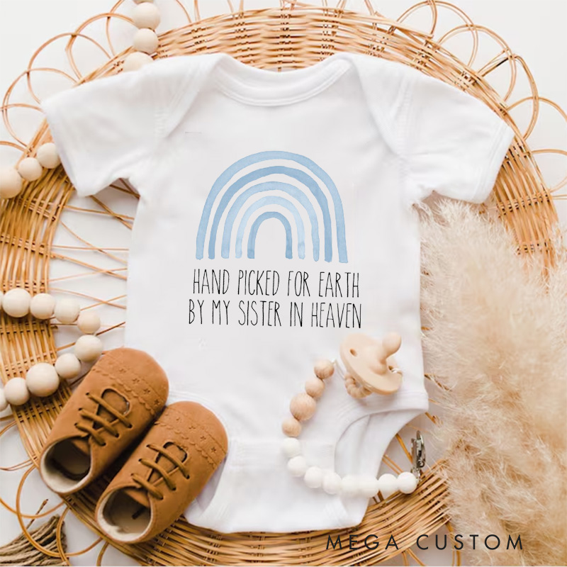 Personalized Handpicked for Earth by My Custom in Heaven Onesie Heaven Sent Onesie Baby Bodysuit Baby Shower Gift Baby Announcement Onesie New Baby