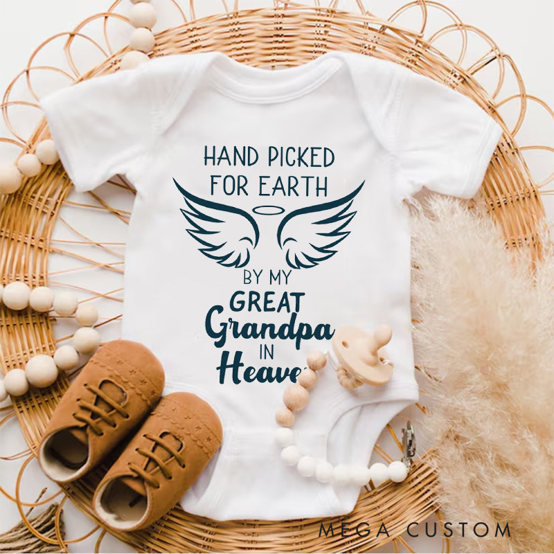 Personalized Handpicked for Earth by My Great Grandma Grandpa in Heaven Onesie Heaven Sent Onesie Bodysuit Baby Shower Gift Guardian Angel New Baby