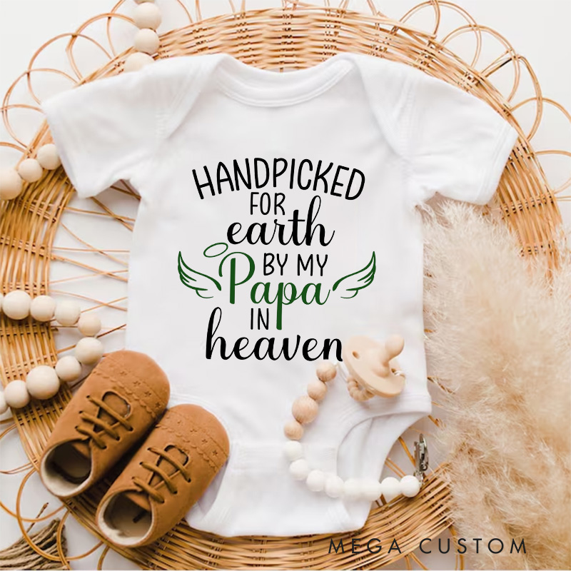 Personalized Handpicked for Earth Onesie in Heaven Onesie Bodysuit Baby Announcement Onesie Baby Shower Gift Heaven Sent Onesie New Baby Gift