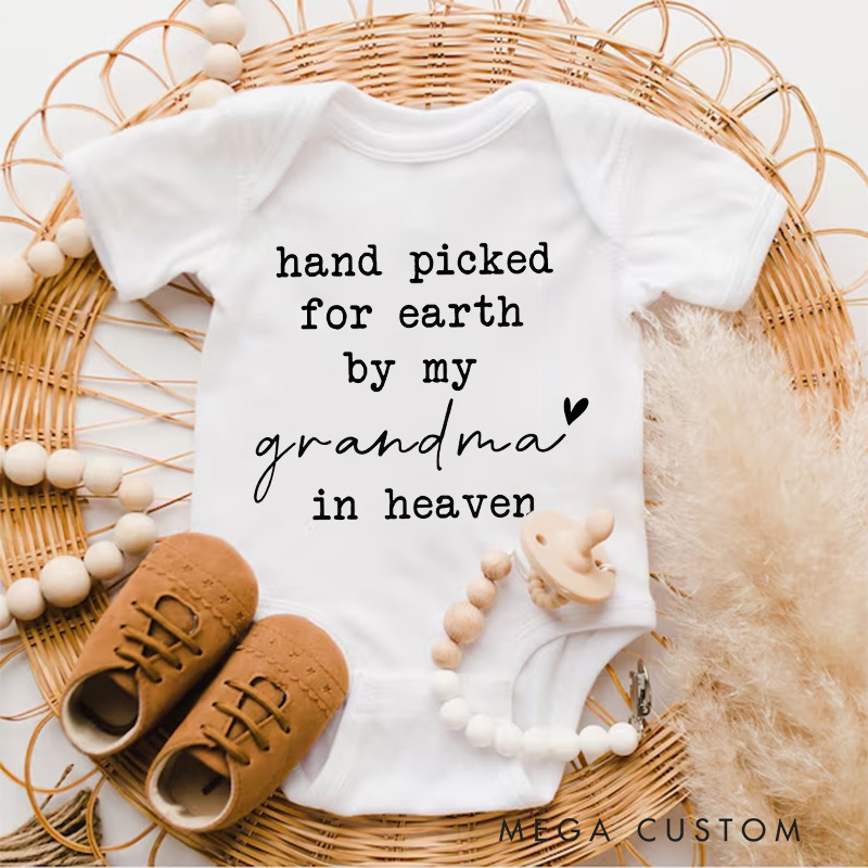 Personalized Handpicked for Earth Onesie in Heaven Onesie Bodysuit Baby Announcement Onesie Baby Shower Gift Heaven Sent Onesie New Baby Gift