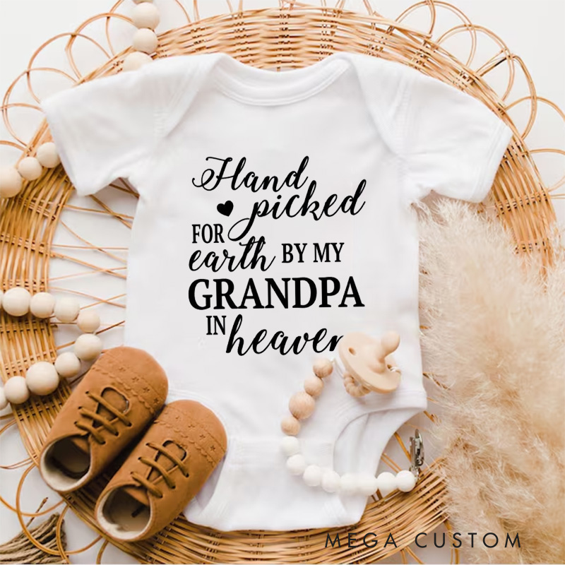 Personalized Handpicked for Earth by My Custom in Heaven Onesie Baby Bodysuit Announcement Onesie Baby Shower Gift Heaven Sent Onesie New Baby Gift