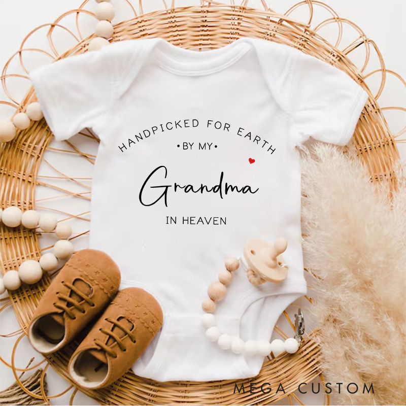 Personalized Handpicked for Earth Onesie Grandma Grandpa in Heaven Bodysuit Announcement Baby Onesie Baby Shower Gift Heaven Sent Onesie New Baby Gift