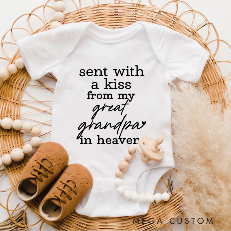 Personalized Sent with A Kiss from My Custom in Heaven Baby Bodysuit Newborn Onesie Baby Shower Gift Baby Announcement Onesie Heaven Sent New Mom Gift
