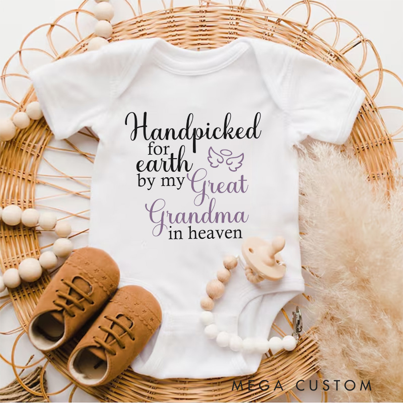 Personalized Onesie Handpicked for Earth by My Custom in Heaven Bodysuit Baby Announcement Onesie Baby Shower Gift Heaven Sent Onesie New Baby Gift