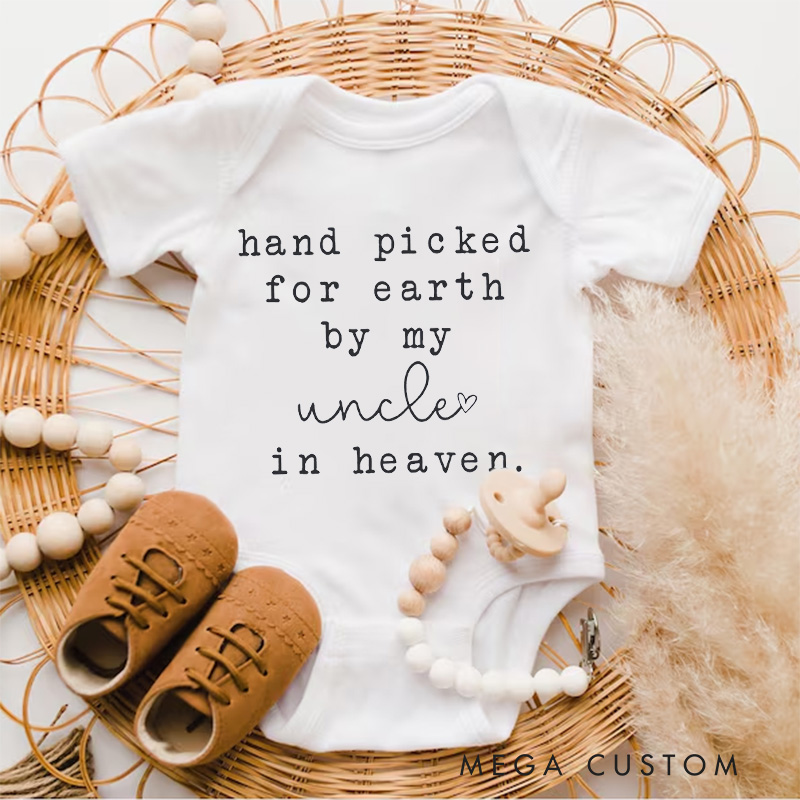 Personalized Handpicked for Earth Onesie in Heaven Bodysuit Baby Announcement Onesie Baby Shower Gift Newborn Onesie Heaven Sent Onesie New Baby Gift