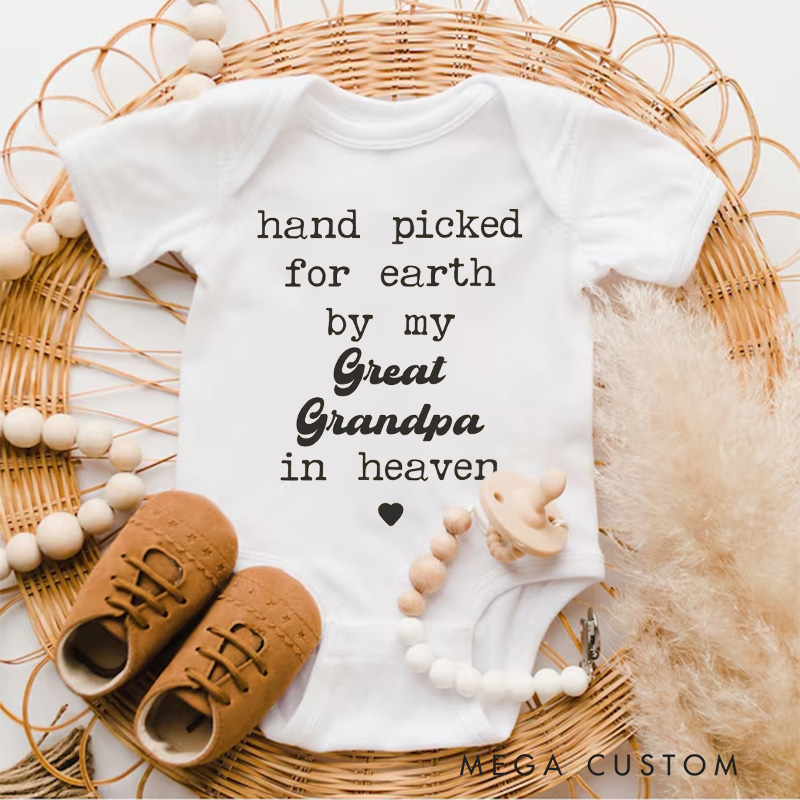Personalized Handpicked from Heaven Onesie Baby Announcement Onesie Memorial Bodysuit Baby Shower Gift Newborn Onesie Heaven Sent Onesie New Baby Gift