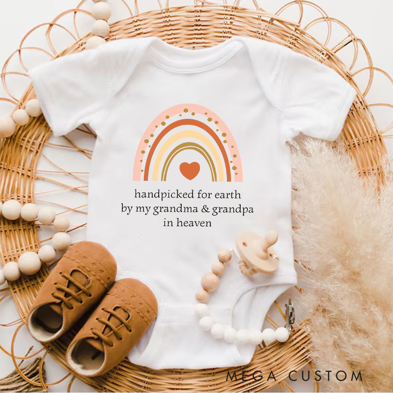 Personalized Onesie Handpicked for Earth by My Grandma and Grandpa in Heaven Custom Bodysuit Heaven Sent Onesie Baby Announcement Baby Shower Gifts