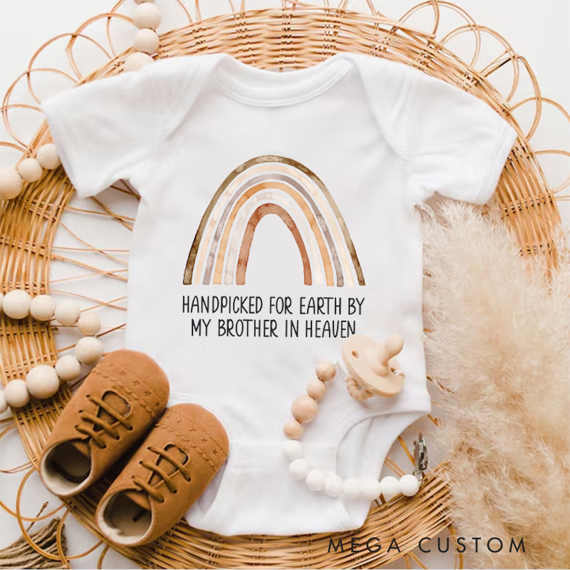 Personalized in Heaven Baby Onesie Handpicked For Earth by My Custom in Heaven Bodysuit Memorial Baby Announcement Heaven Sent Baby Shower Gift