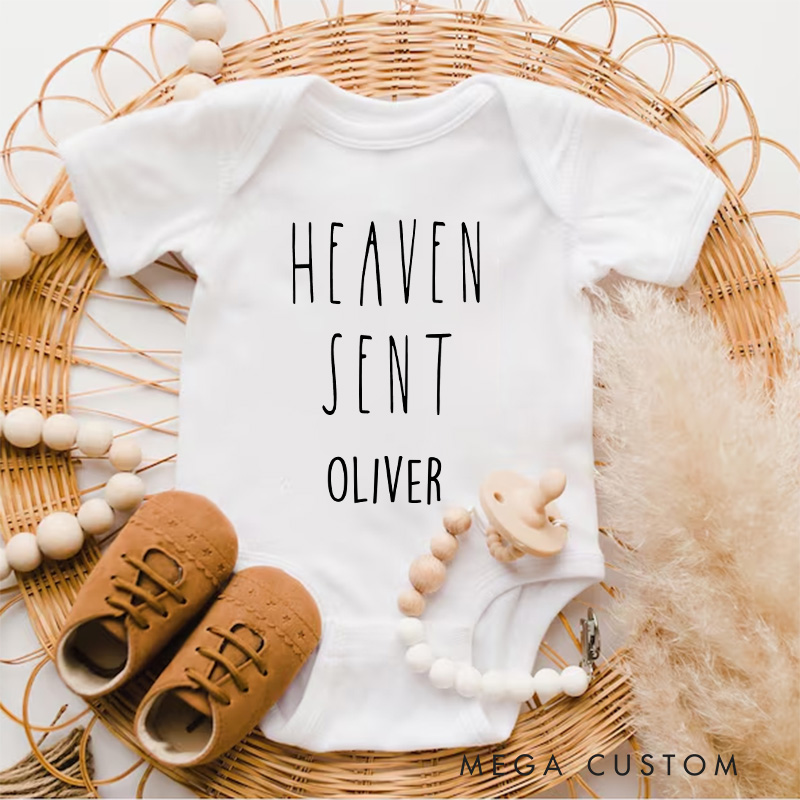 Personalized Heaven Sent Onesie with Baby Name Bodysuit Memorial Onesie Baby Announcement Onesie Bodysuit Baby Shower Gift Sentimental Baby Clothes
