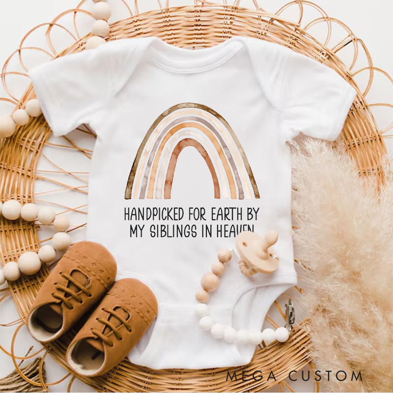 Personalized in Heaven Baby Onesie Handpicked For Earth by My Custom in Heaven Bodysuit Baby Memorial Announcement Onesie Heaven Sent Baby Shower Gift
