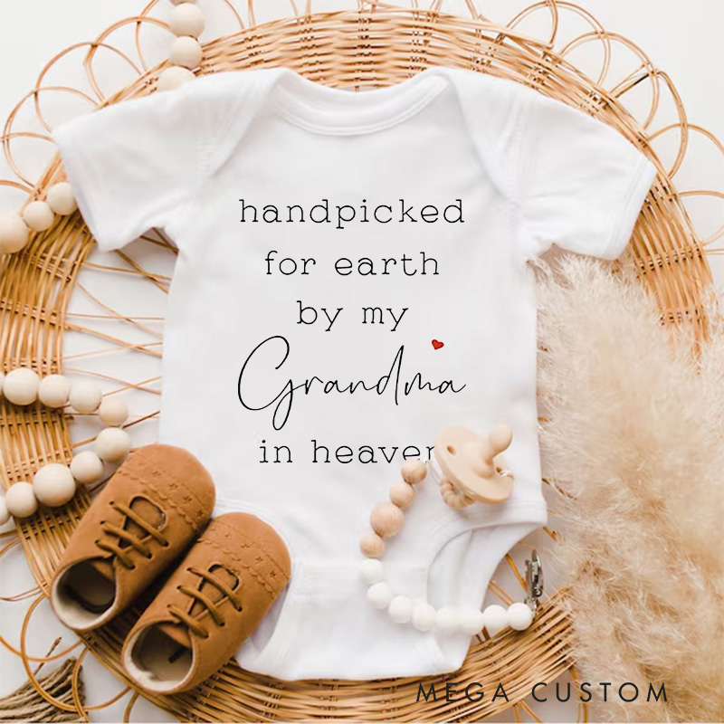 Personalized Baby Onesie Handpicked for Earth Onesie in Heaven Bodysuit Custom Heaven Sent Onesie Announcement Onesie Baby Shower Gift New Baby