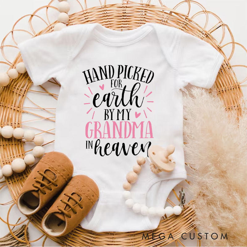 Personalized Hand Picked for Earth Onesie in Heaven Onesie Custom Heaven Sent Onesie Baby Announcement Bodysuit Baby Shower Gift In Memory of Bodysuit