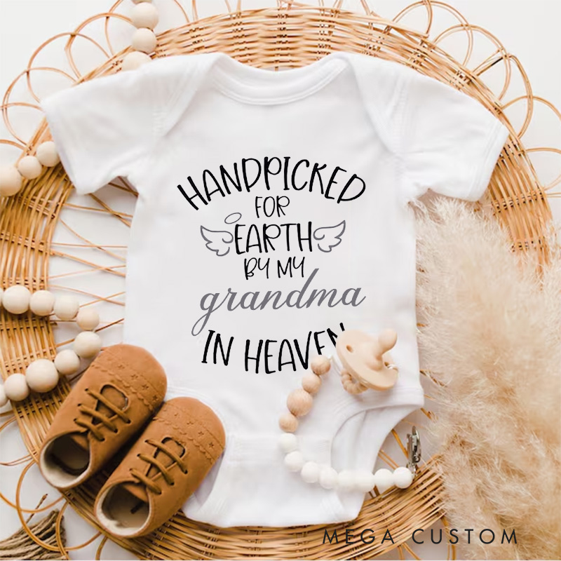 Personalized Handpicked for Earth Onesie Custom Heaven Sent Baby Bodysuit in Heaven Onesie Baby Onesie Announcement Onesie Baby Shower Gift New Baby