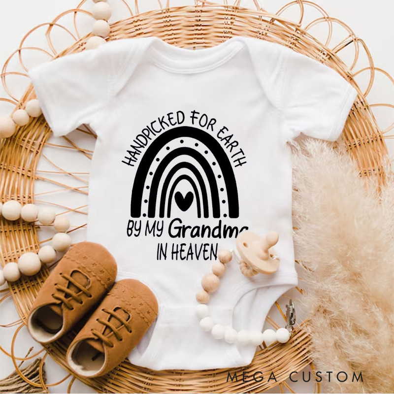 Personalized Handpicked for Earth Onesie Heaven Sent Bodysuit in Heaven Onesie Baby Announcement Onesie New Baby Gift Baby Shower Gift