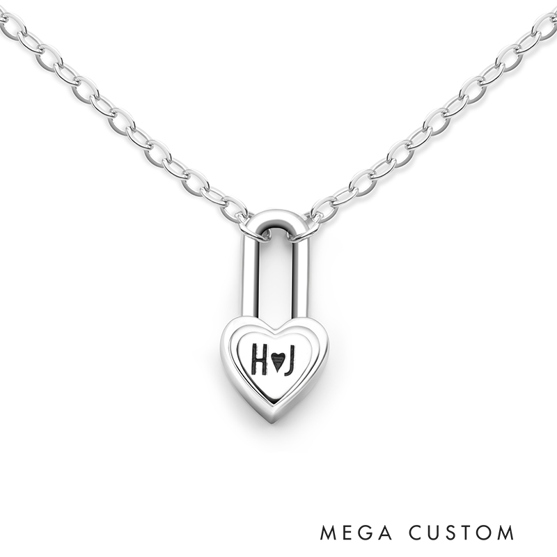 Personalized Sterling Silver Heart-Shaped Lock Necklace Necklace 925 Sterling Silver Gifts for Her