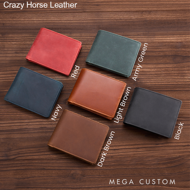 Personalized Leather Wallet Mens Wallet Custom Wallet for him Engraved Wallets with Name Minimalist Wallet Leather Gift For Him Gift for Husband Boyfriend Father