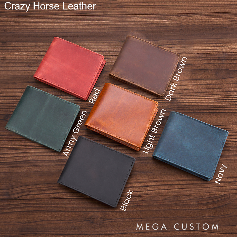 Personalized Leather Wallet Custom Wallet for Him Engraved Wallets with Name Mens Wallet Minimalist Wallet Leather Gift For Him Gift for Husband Boyfriend Father