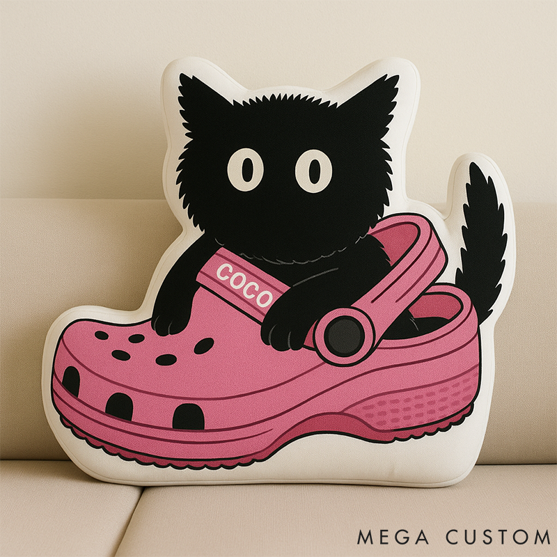 Personalized Cute Cat Throw Pillow Custom Throw Pillow with Name Black Cat Pillow Cute Plush Decor Gift for Kids Cat Lovers Home Decoration