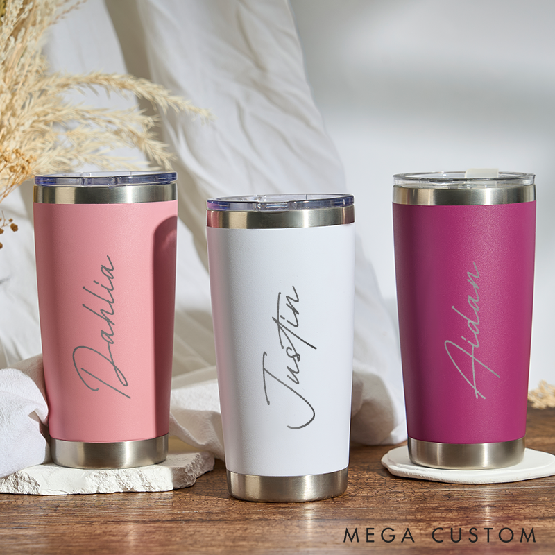 Personalized Tumbler with Name Custom Name Insulated Tumbler with Lid 20oz Tumbler Laser Engraved Tumbler Anniversary Gift