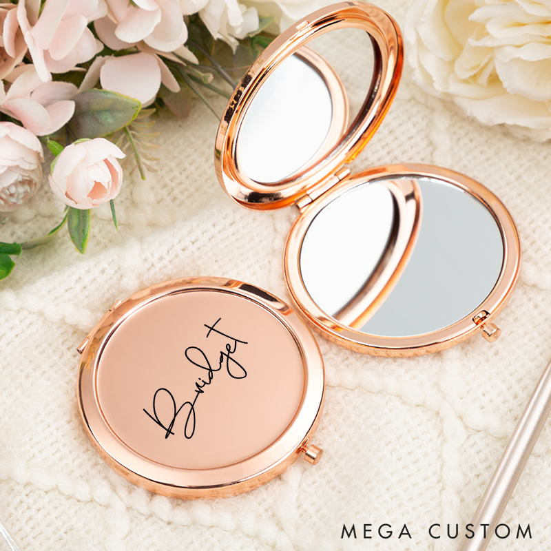 Personalized Name Mirror Custom Text Laser Engraved Compact Makeup Mirror Gifts for Her