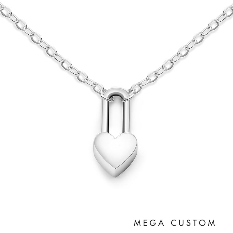 Personalized Sterling Silver Heart-Shaped Lock Necklace Necklace 925 Sterling Silver Gifts for Her