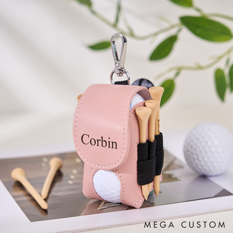 Personalized Golf Ball Holder Custom Golf Ball Bag Leather Golf Ball Bag Golf Ball Pouch Christmas Gift for Him