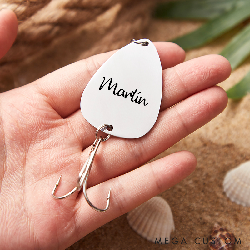 Personalized Fishhook with Name Custom Engraved Tackle Gift for Fishing Lovers Birthday Gift for Him Dad Boyfriend