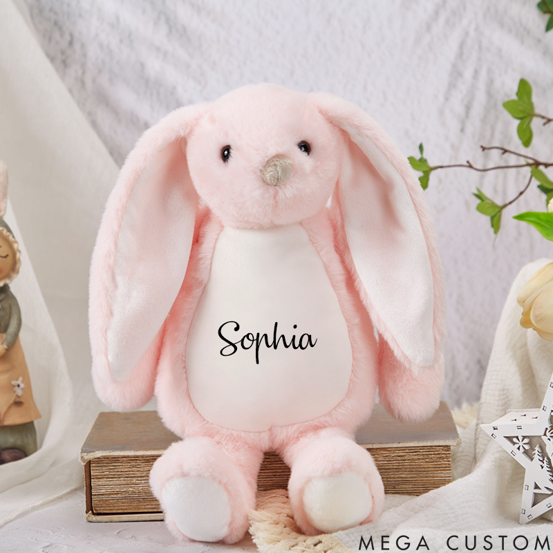 Personalized Bunny Rabbit Custom Bunny Rabbit with Name Baby Shower Gift Soft Plush Toy Newborn Gift Flower Girl Gift