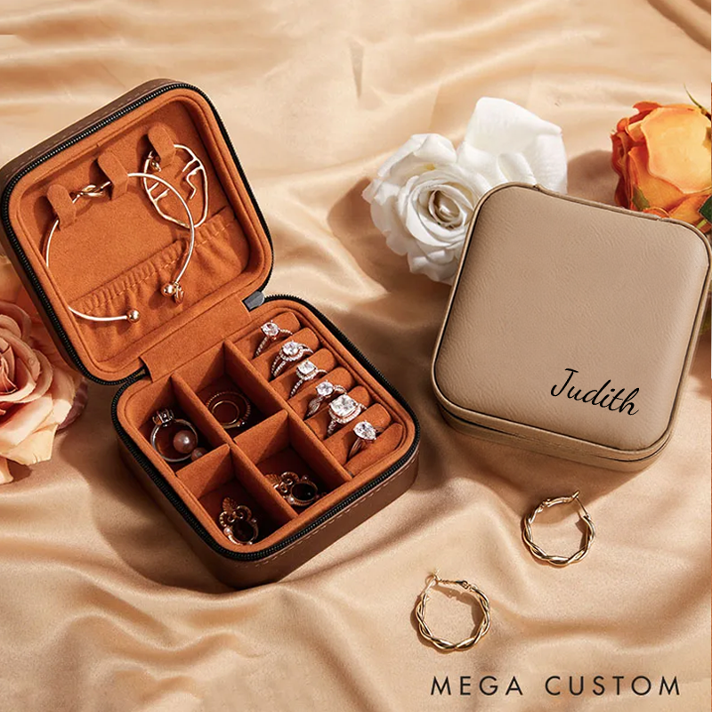 Personalized Jewelry Box with Name Custom Name Jewelry Case Compact Organizer for Rings Earrings and Accessories  