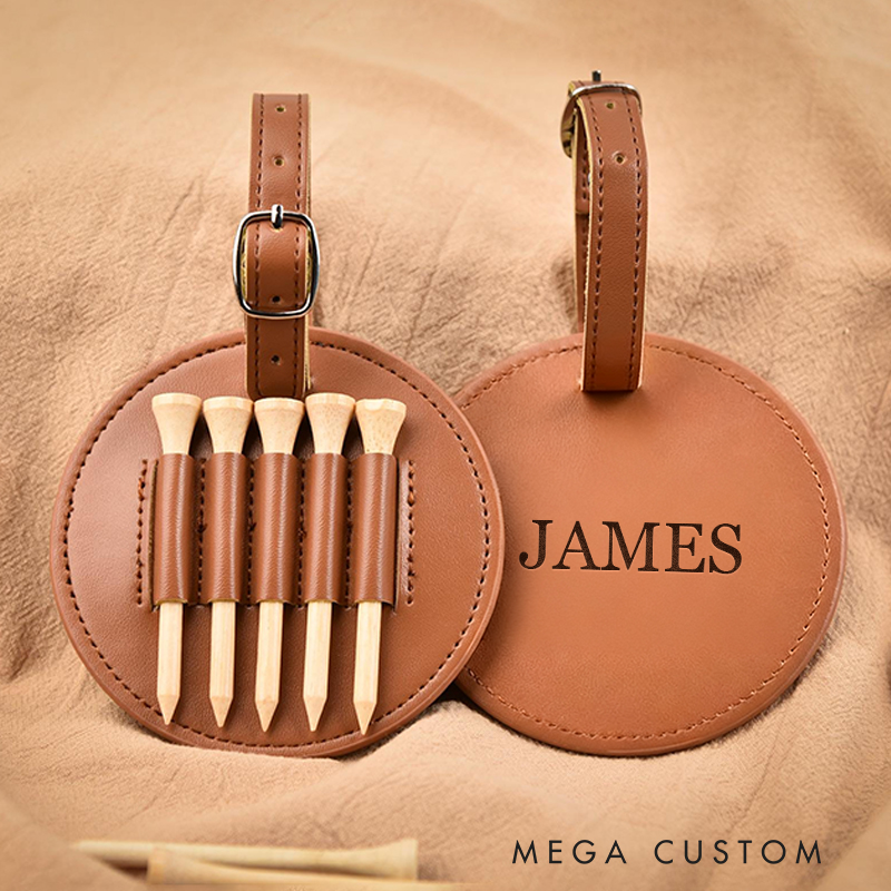 [Copy]Personalized Leather Golf Bag Tag with Custom Name and Design  