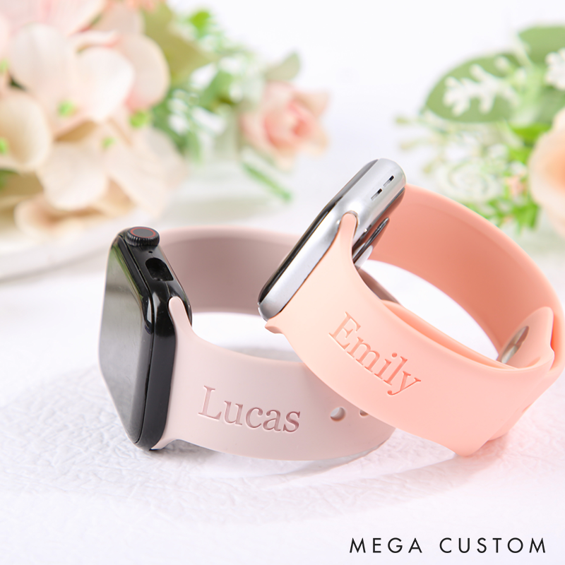 Personalized Apple Watch Band with Name Custom Engraved Watch Strap Adjustable Comfortable Band Gift for Women Anniversary Gift for Girlfriend Birthday Gifts for Him