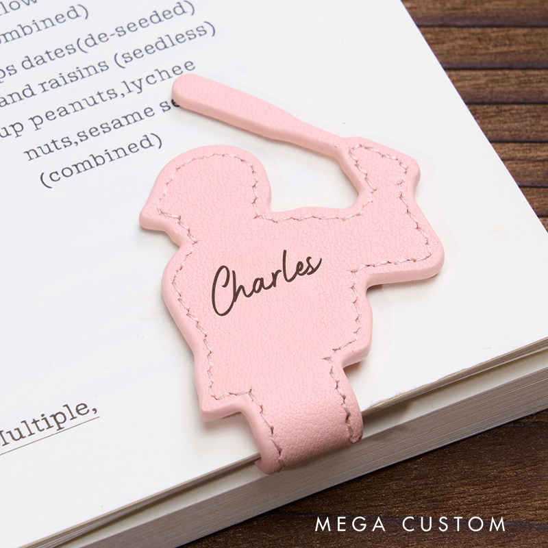 Personalized Leather Bookmark Baseball Shaped Bookmark Magnetic Bookmark Custom Name Engraved Page Marker Gift for Readers and Baseball Fans Unique Book Accessory  