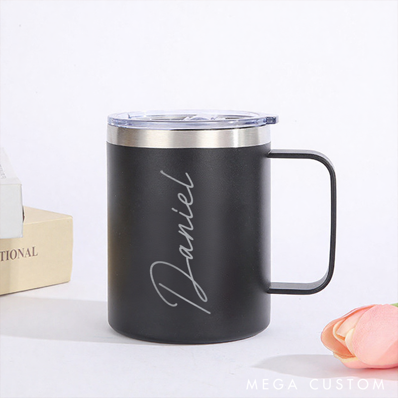 Personalized Insulated Coffee Mug with Custom Name Stainless Steel Travel Cup with Lid for Hot and Cold Drinks 