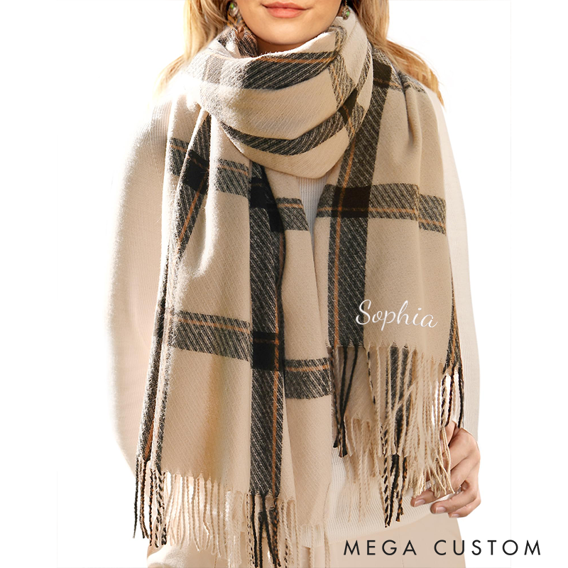 [Copy]Personalised Name Embroidered Scarf for Men Custom Monogram Scarf Winter Long Scarves Gifts for Boyfriend Dad Husband