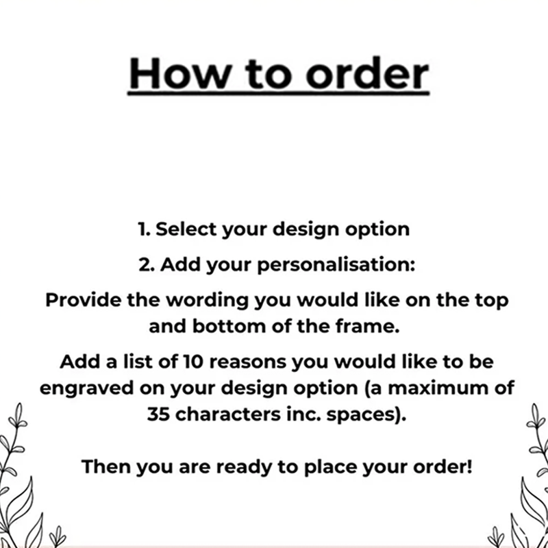 Personalised Anniversary gift from Partner 10 Reasons Why I Love You Unique Gift for Christmas or Birthday Things I love about you Frame