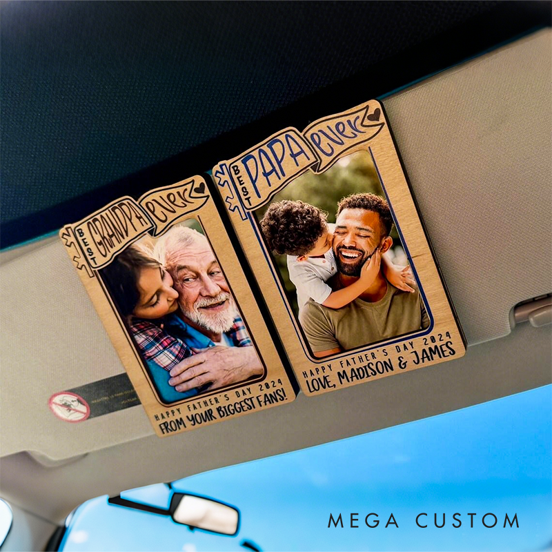 Personalized Photo Car Visor Clip Christmas Gifts for Dad Fridge Photo Magnet Picture Frame Dad Birthday Gift Drive Safe Papa Gift