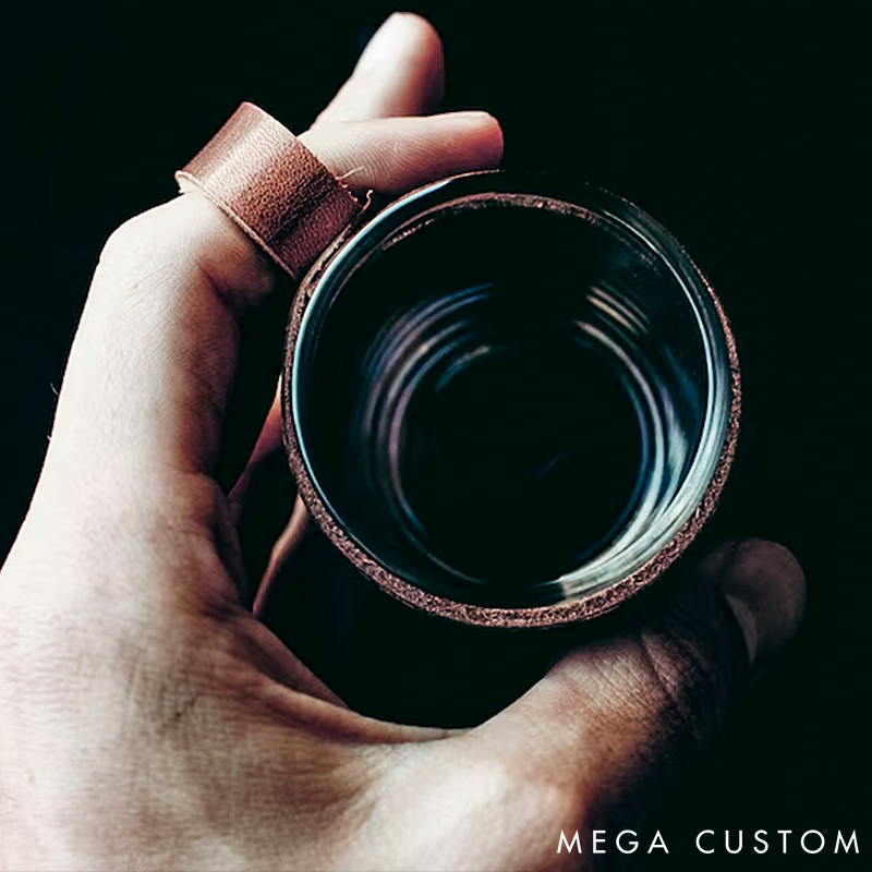 Espresso Cup Handmade Glass with Leather Wrap