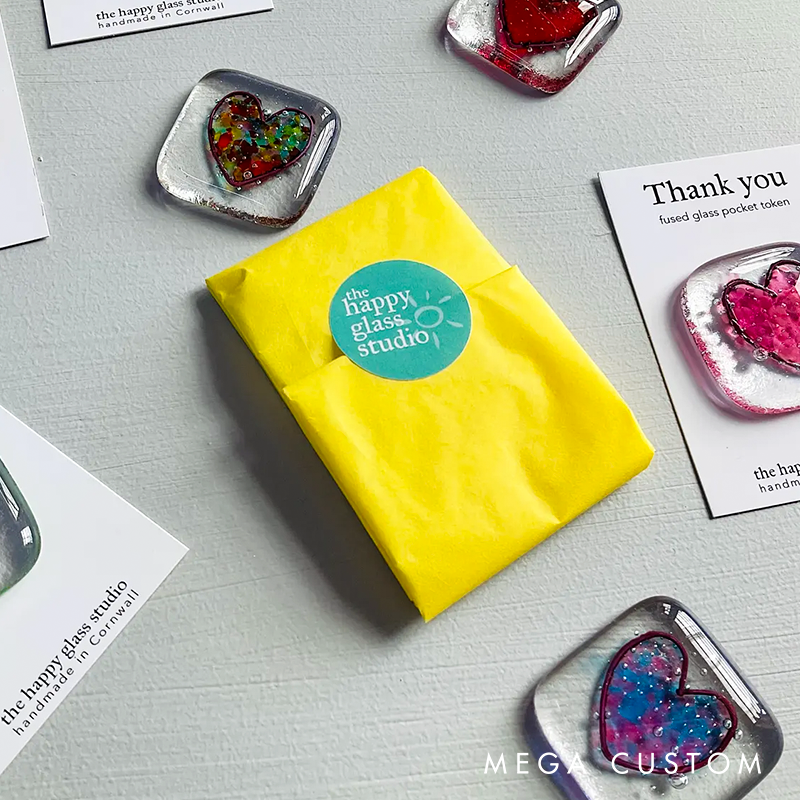 Glass Pocket Token with Message Fused Glass Heart Token Handmade in Cornwall by Niko Brown