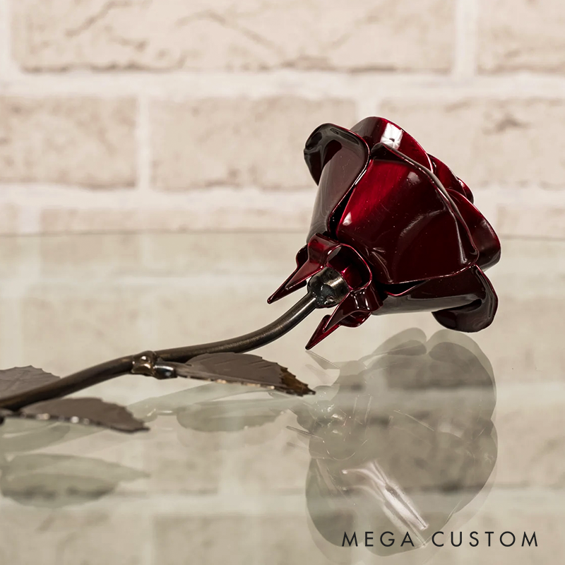 Personalized Red Metal Rose Iron 6th or Steel 11th Anniversary Gift