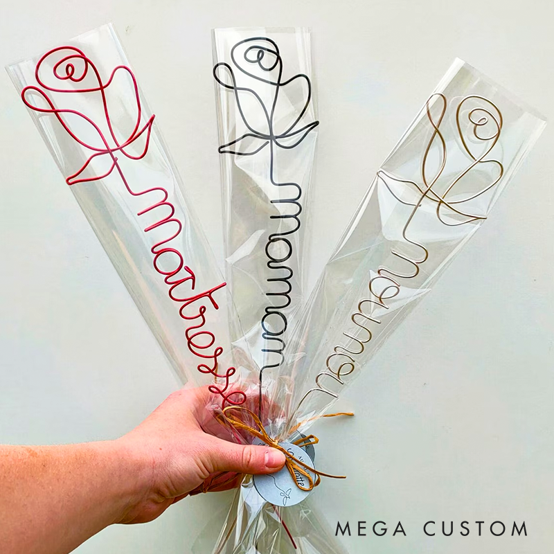 Personalized Wire Rose For Mother's Day Mom Grandma Teacher Nanny Teaching Assistant