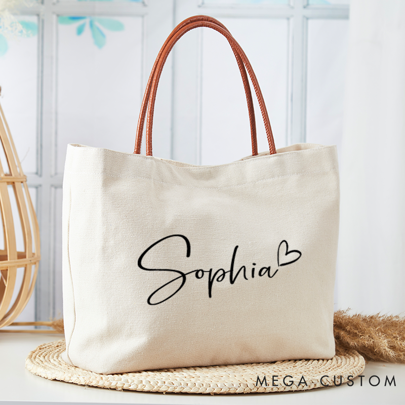 Personalized Tote Bag with Name Custom Name Bag Canvas Tote Bag Gift for Her Bridemaid Gifts Bag