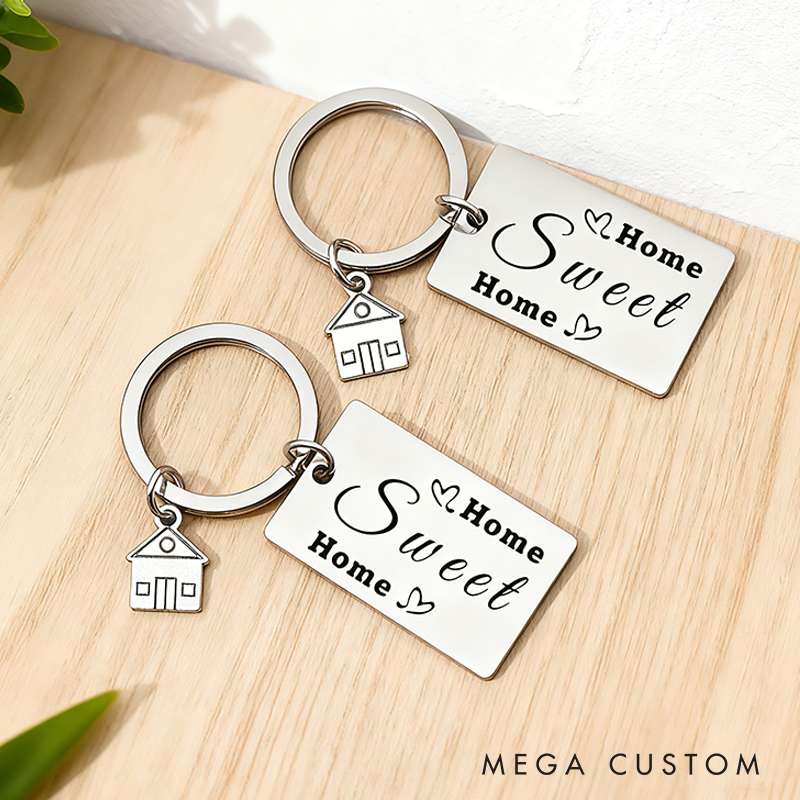 Personalized Housewarming Gifts for New Homeowners 2Pcs New Home Keychain Gift Sweet Home Gift for Couple Moving in Keyring Real Estate Gifts from Agent for Client Family Jewelry Gift Realtor Closing Gifts