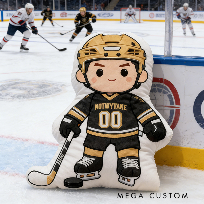 Personalized Ice Hockey Player Pillow with Custom Name and Number Perfect for Fans of All Ages