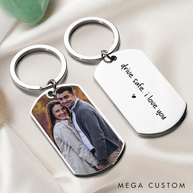  Personalized Photo Keychain Drive Safe I Love You Gift Custom Valentines Day Gift for Him Anniversary Gift for Husband or Boyfriend
