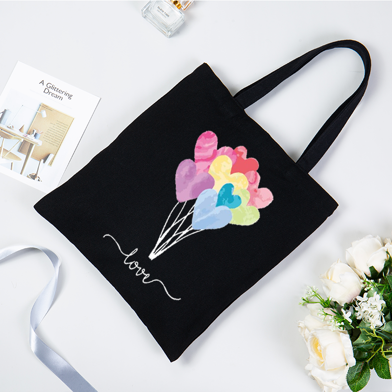 Personalized Love Tote Bag Cute Hearts Tote Bag Valentines Day Tote Gift For Girlfriend Women's Reusable Shoulder Bag Valentines Day Gift For Wife