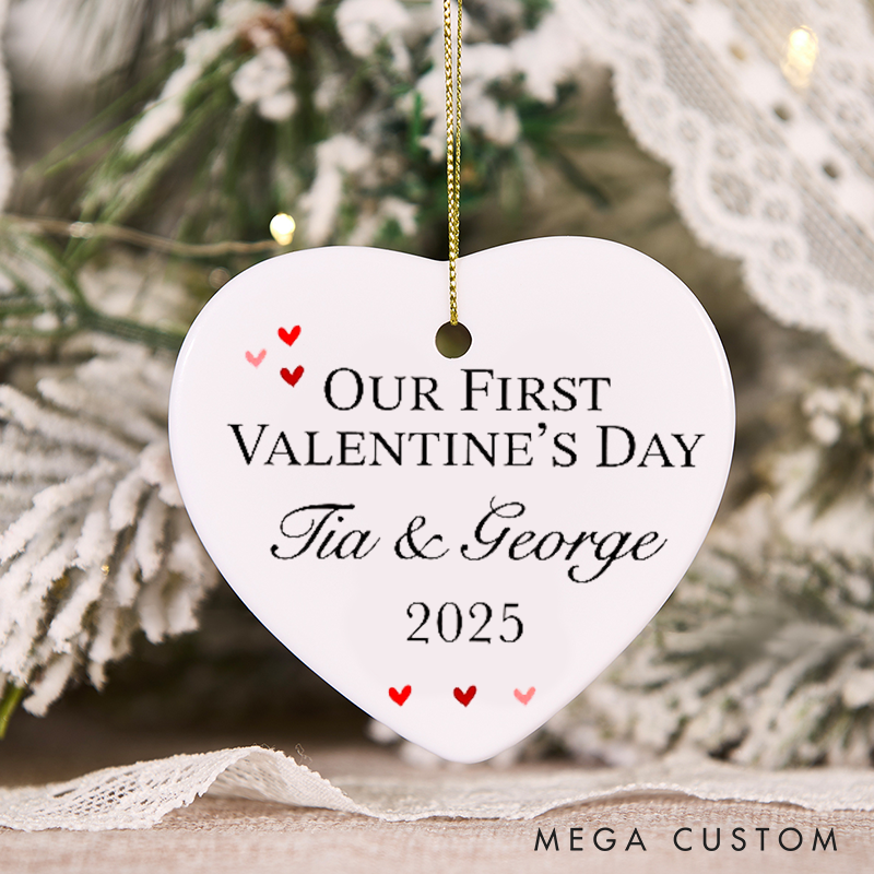 Personalised Valentine's Gift "Our First Valentine's" Heart Ornament  Love Valentines Day For Him Her Wife Husband