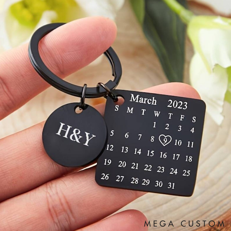 Personalised Calendar keychain Valentine's Keychain Date Keyring Gift Special Date Gift Keyring Gift Anniversary Gift