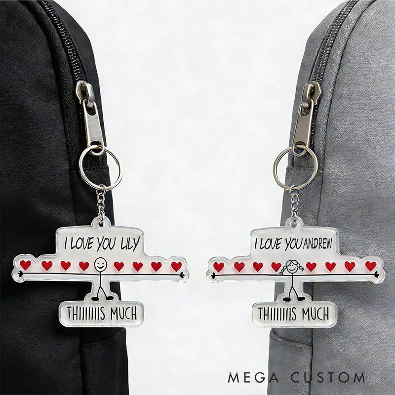 Personalized Shooting Hearts Couple Keychain Custom Text Romantic Holiday Gift for Couples